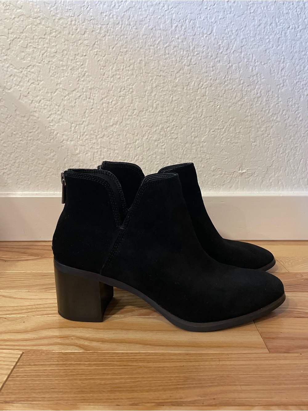 Enzo Angiolini Black Suede Ankle Booties with Block Heel